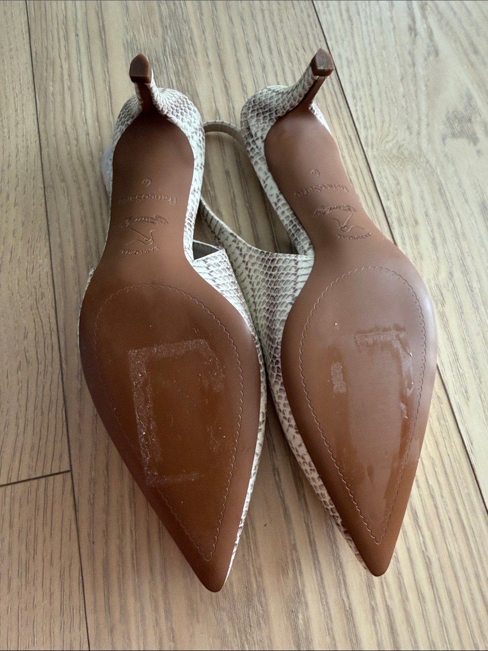 Franco Sarto Kate Pointed Slingback Kitten Heel in Cream Snake Print - Picture 7 of 8